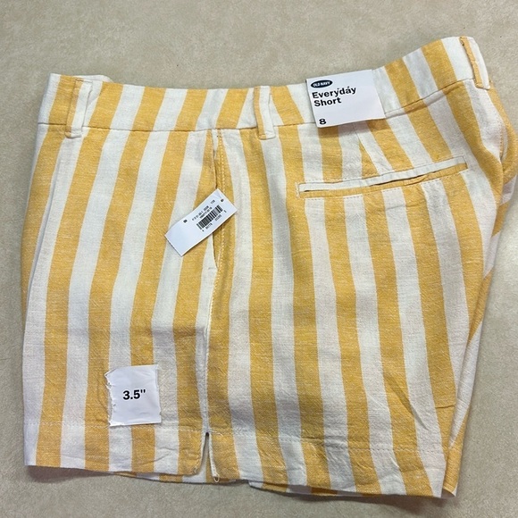 Old Navy Everyday Yellow/White Striped Linen Blend Shorts Size 8 NWT & Size 14 - Picture 4 of 11